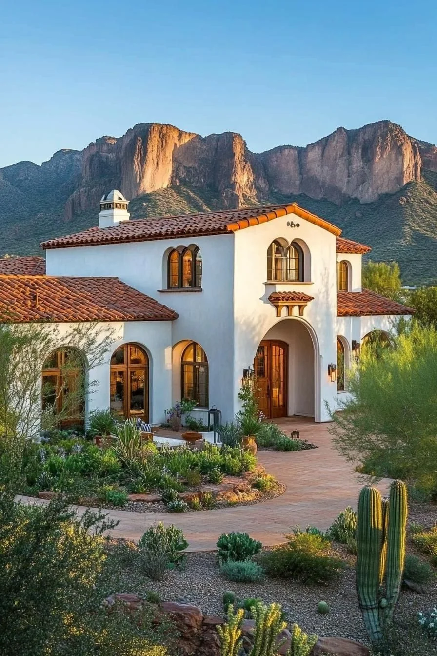 A Desert Home With Clay Tile Roofing
