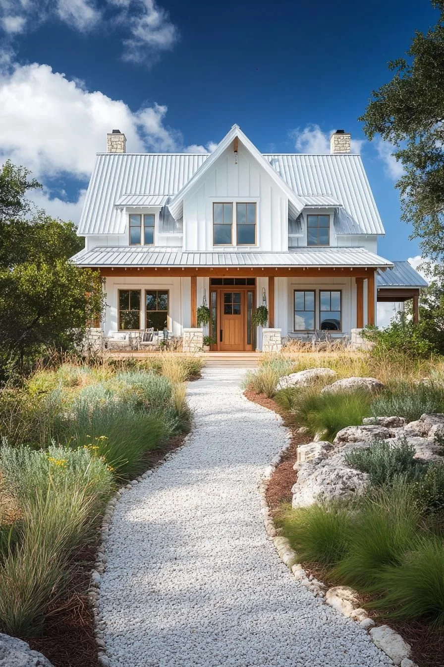 A Peaceful Farmhouse with a Pitched Rooftop