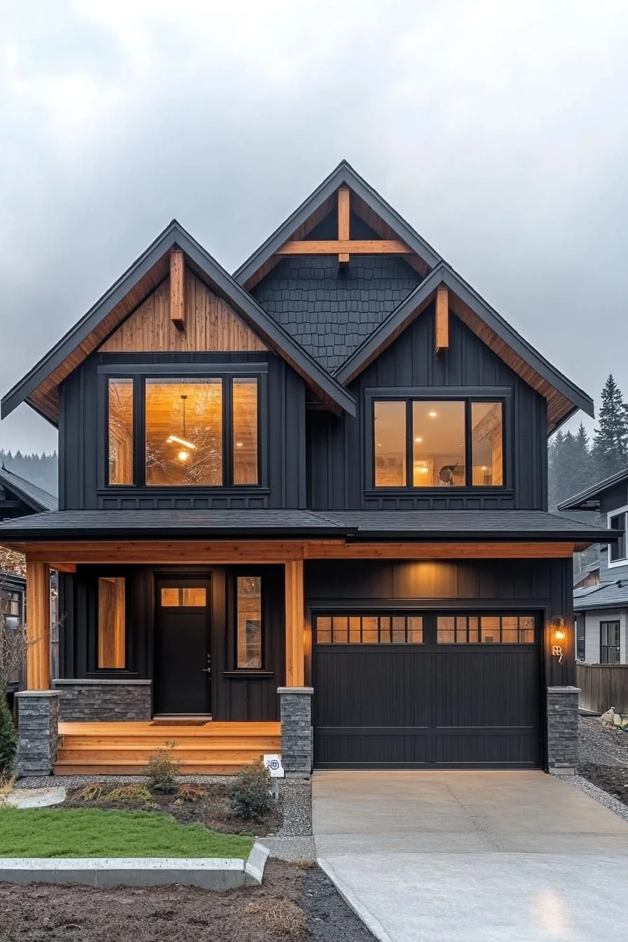 Glowing Enclave with Timber Facade