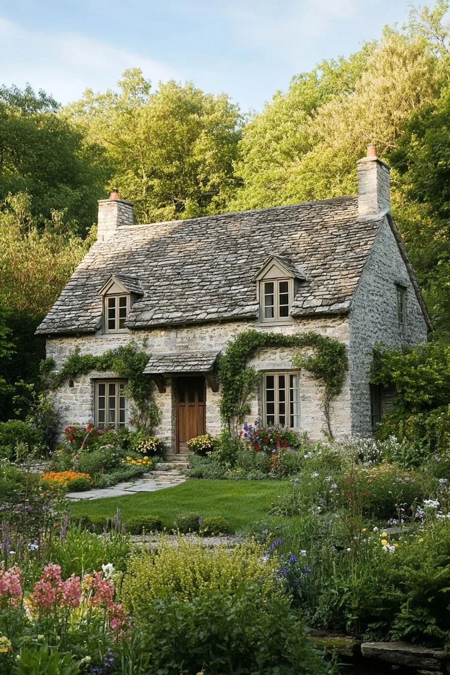 Stone Cottage Draped in Greenery