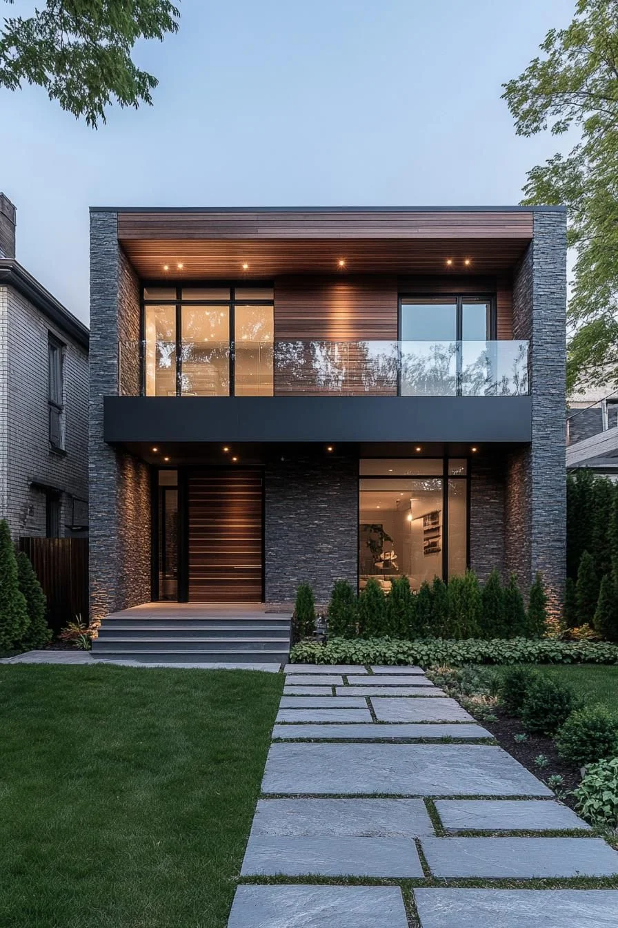 Stone Villa Paired with Wood Details