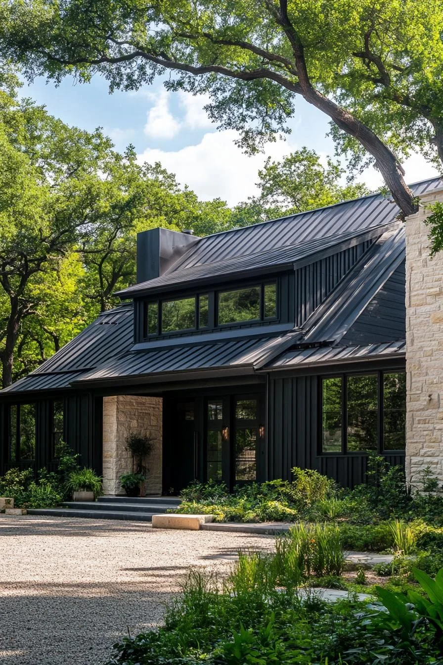 A Jet-Black Refuge With Leafy Accents