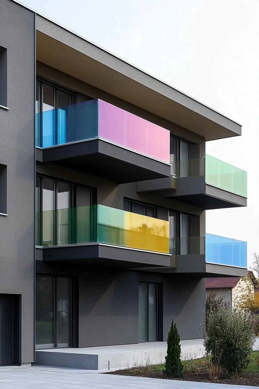 Layered Balcony Design in Bright Colors
