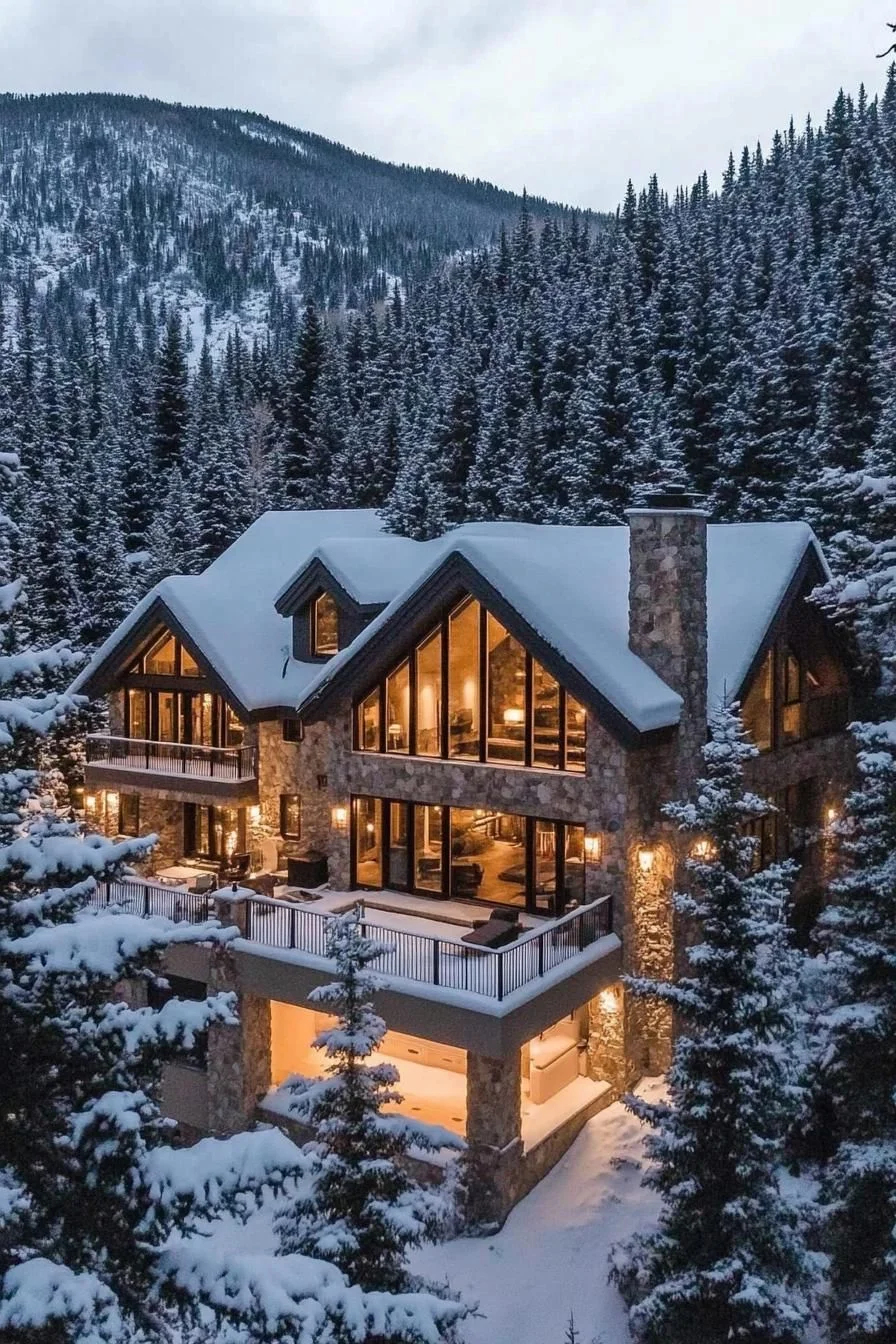 Snug Cabin Amid Winter Snow