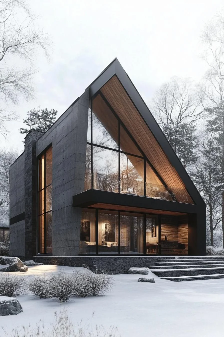 A-Frame Gable House in a Winter Landscape