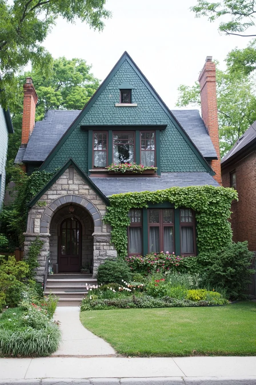 A Stone Home Covered in Greenery