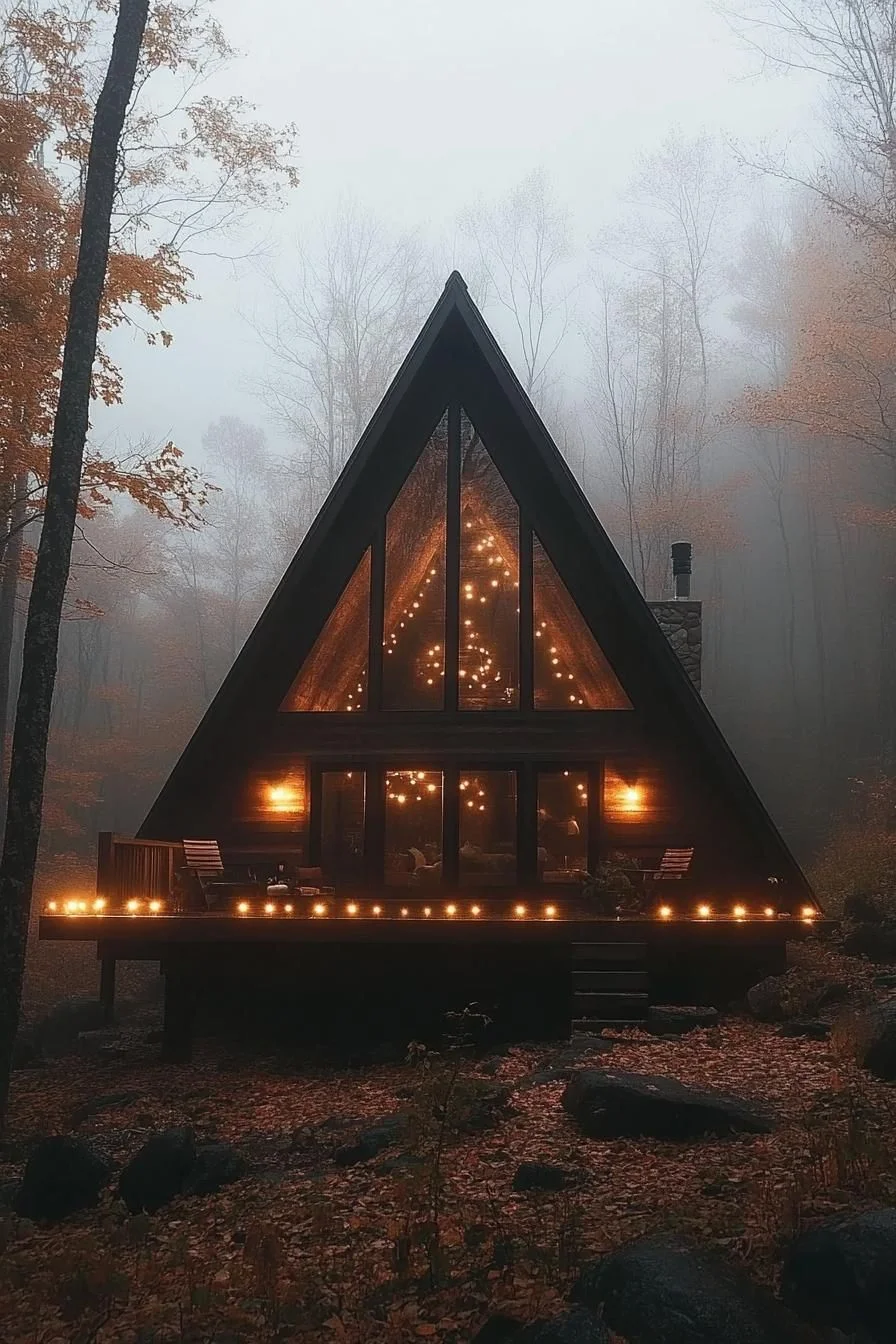 A Glowing A-Frame Cabin Retreat
