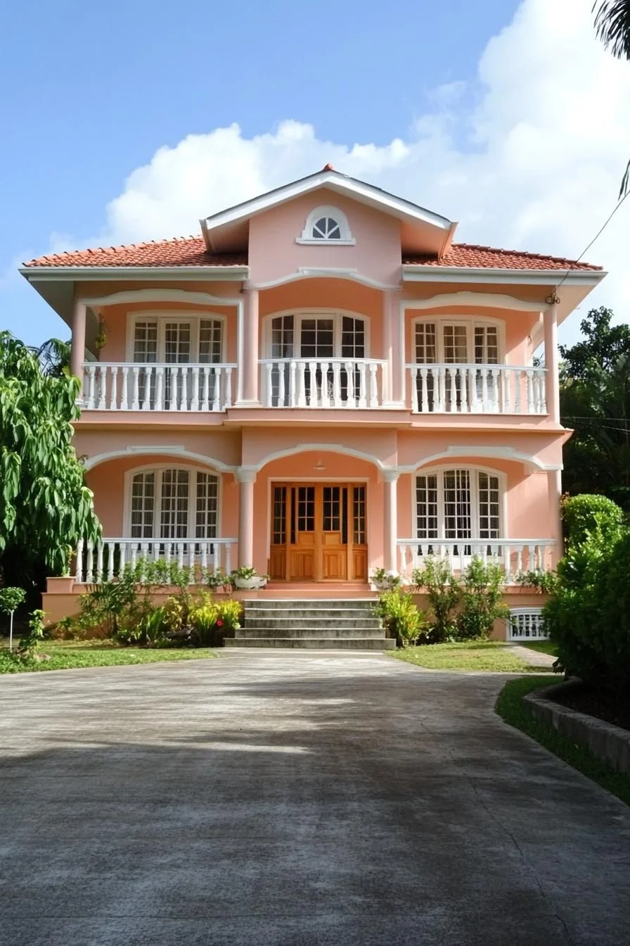 A Peach-Colored Colonial Home