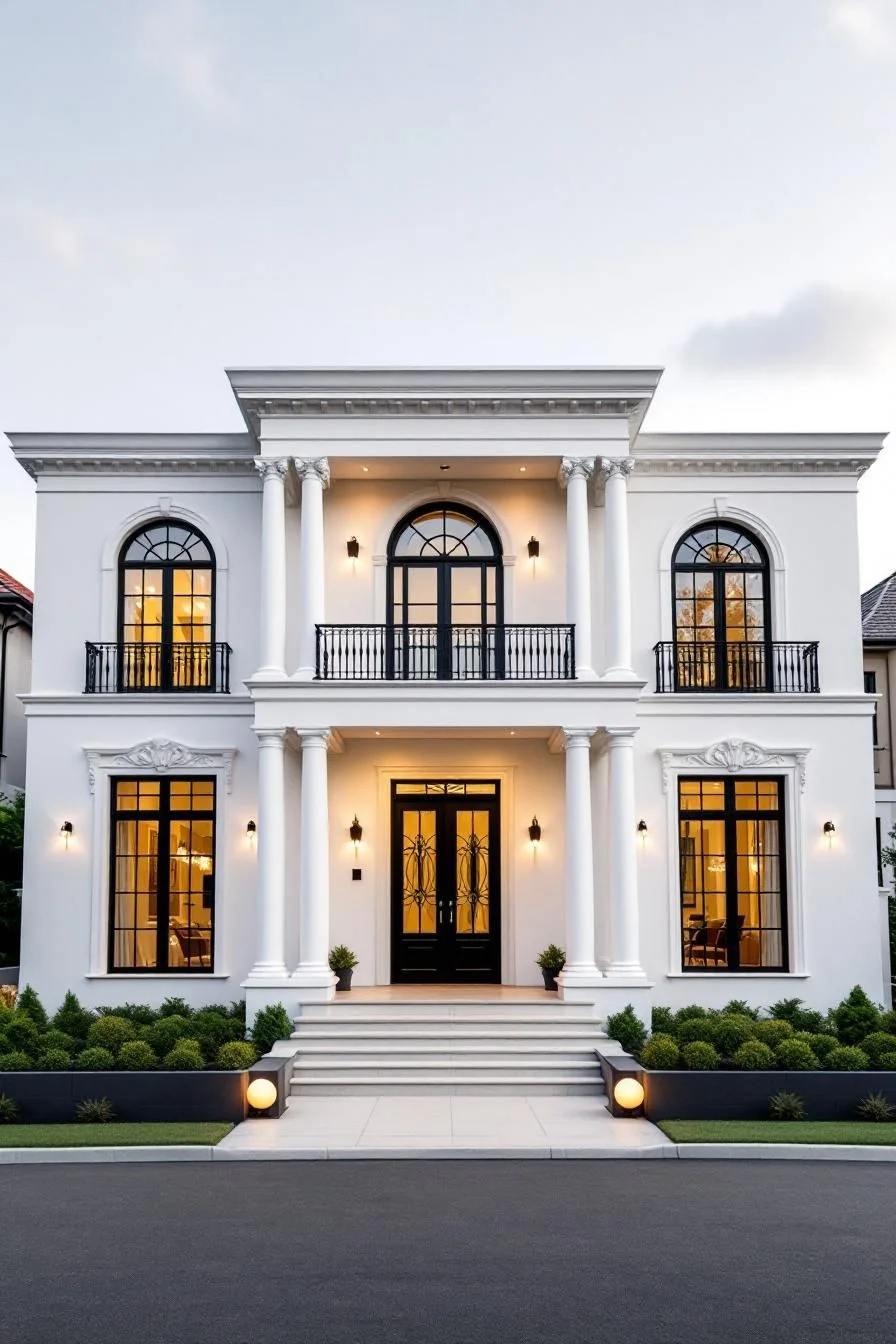 A Regal Home with a White Facade