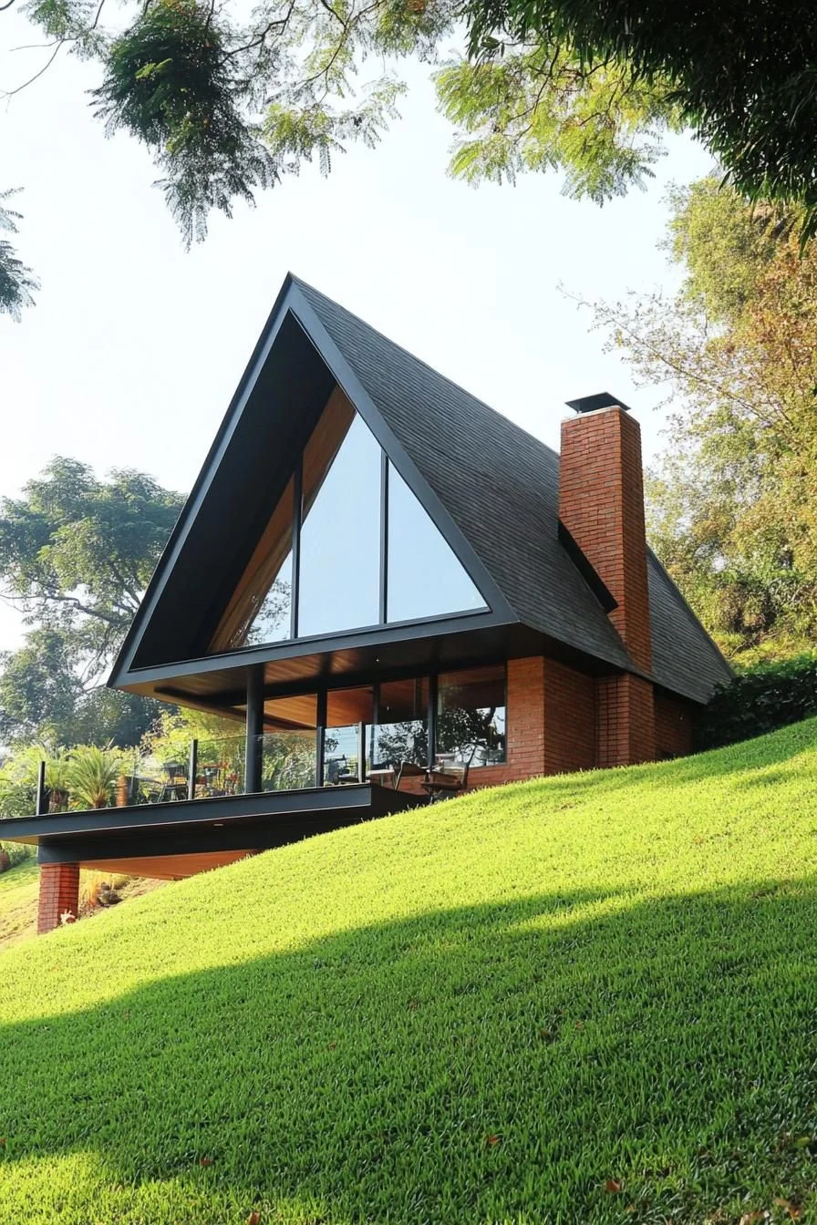 Green Hillside A-Frame House