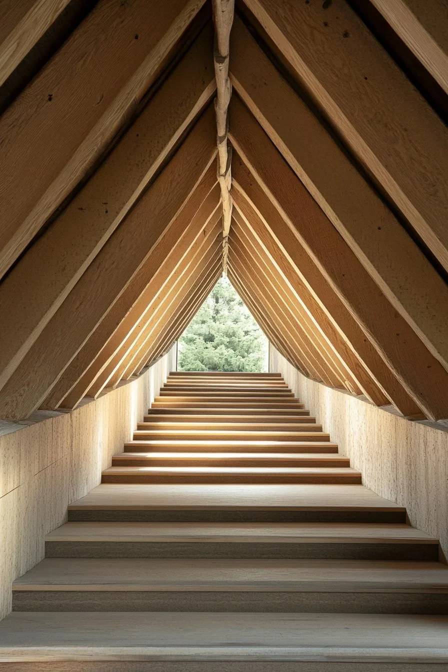 Wooden Tunnel Stairway Pavilion