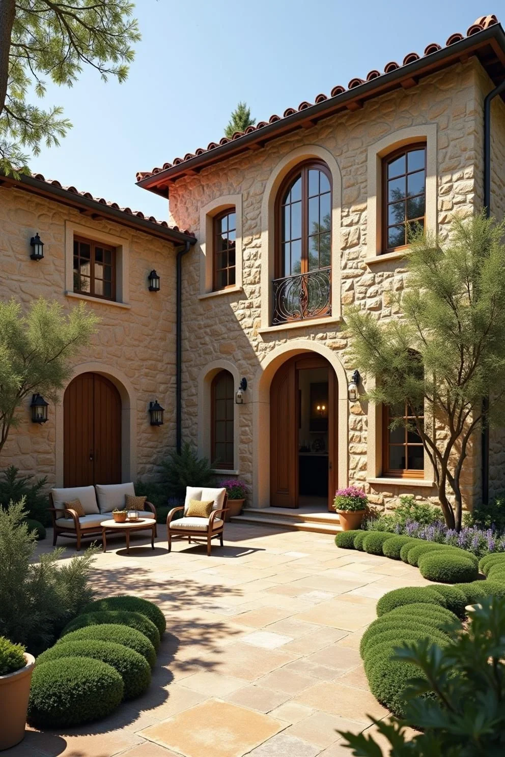 Arched Tuscan Villa Bathed in Sunlight