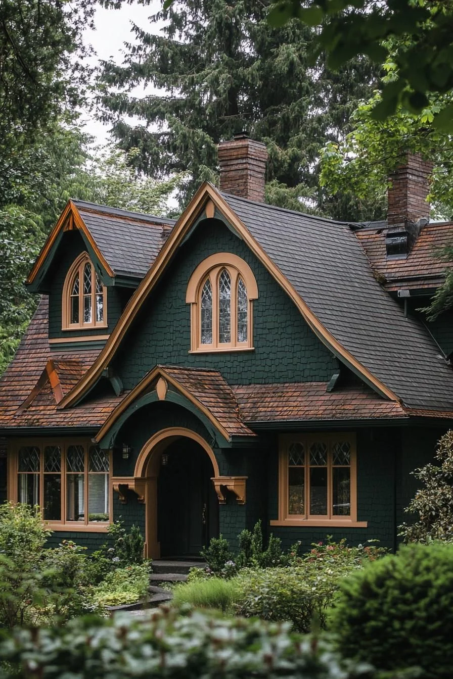 A Deep Green Manor Tucked in Foliage