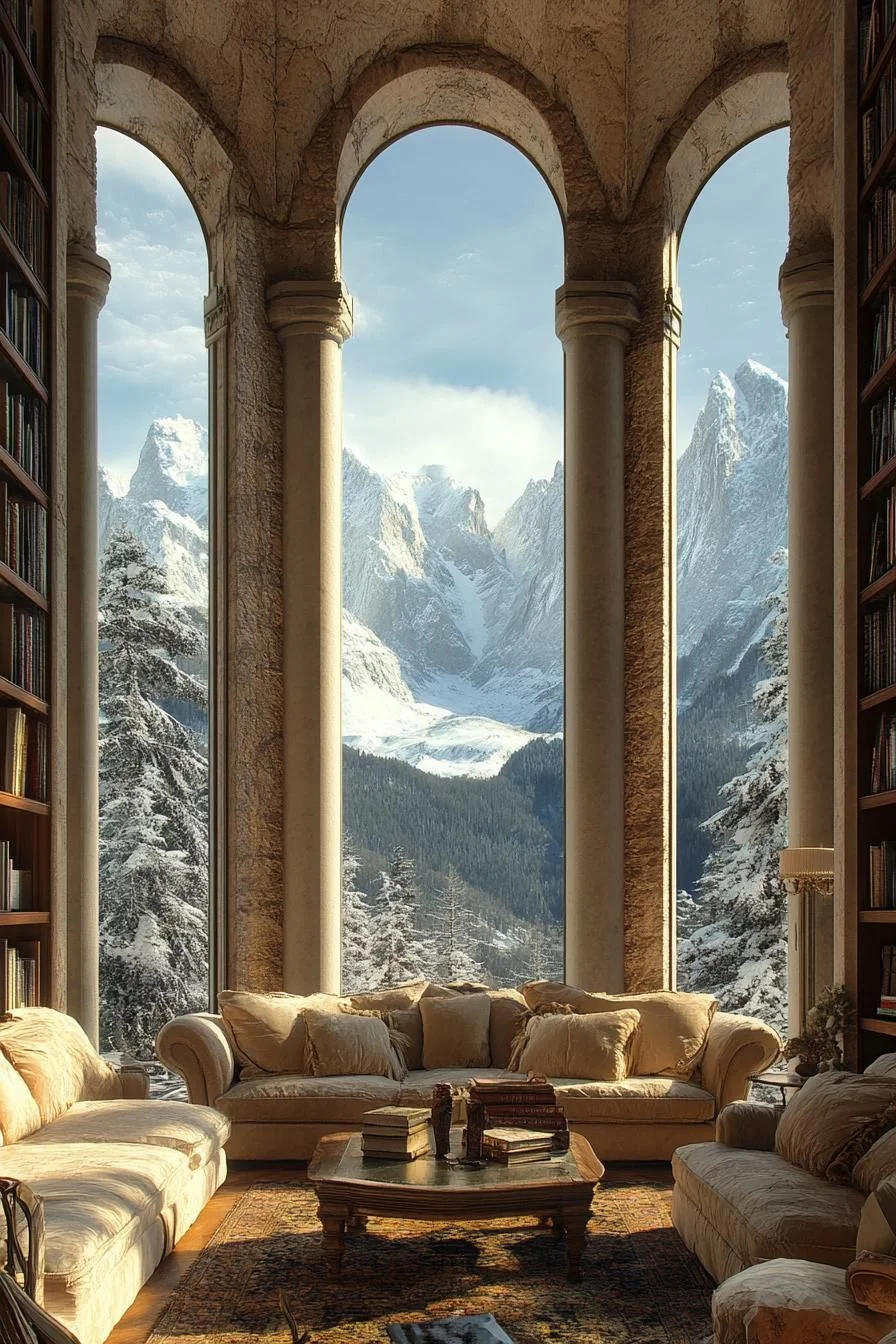 Grand Living Space With Mountain Views