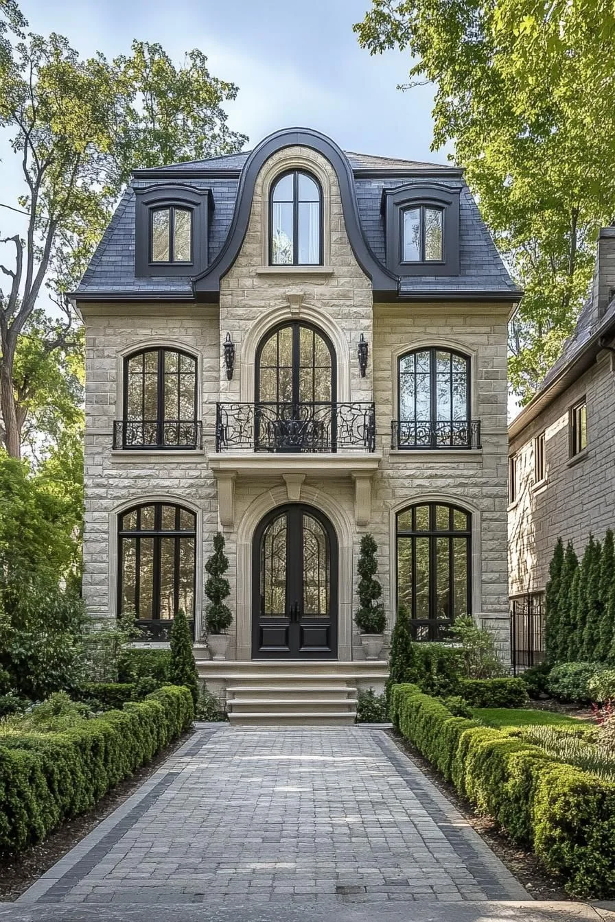 Stone Home With Modern French Details
