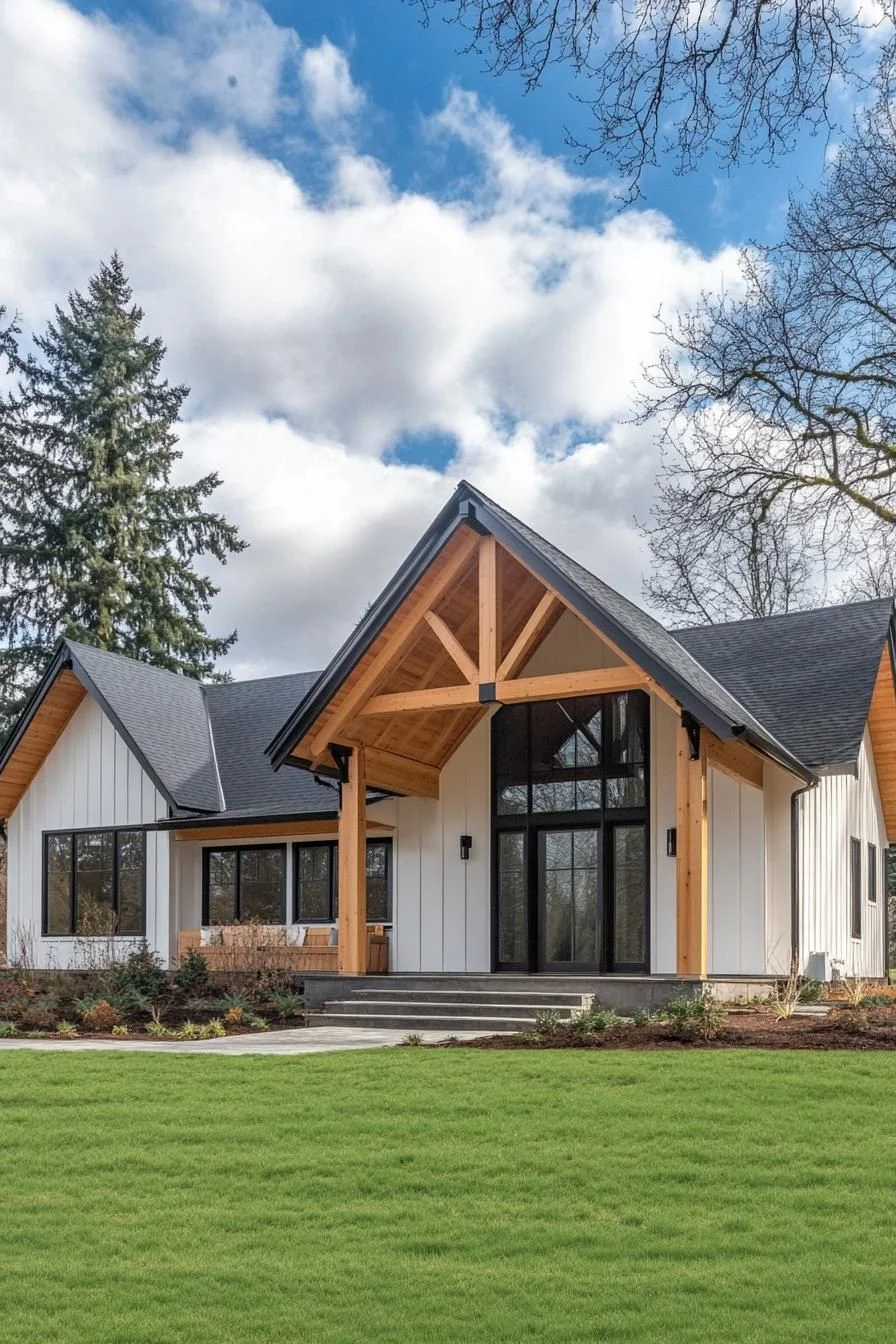Gabled Grandeur Under a Cloudy Sky