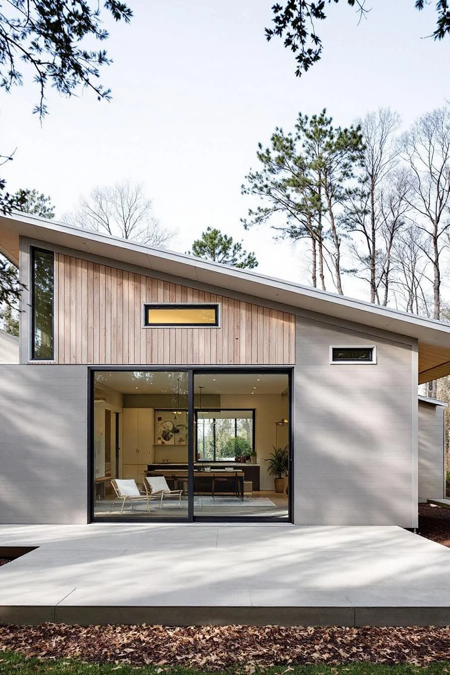 Modern Slants Framed by Tall Pines