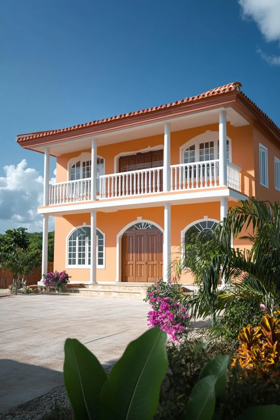 A Sunlit Orange Caribbean-Style Villa