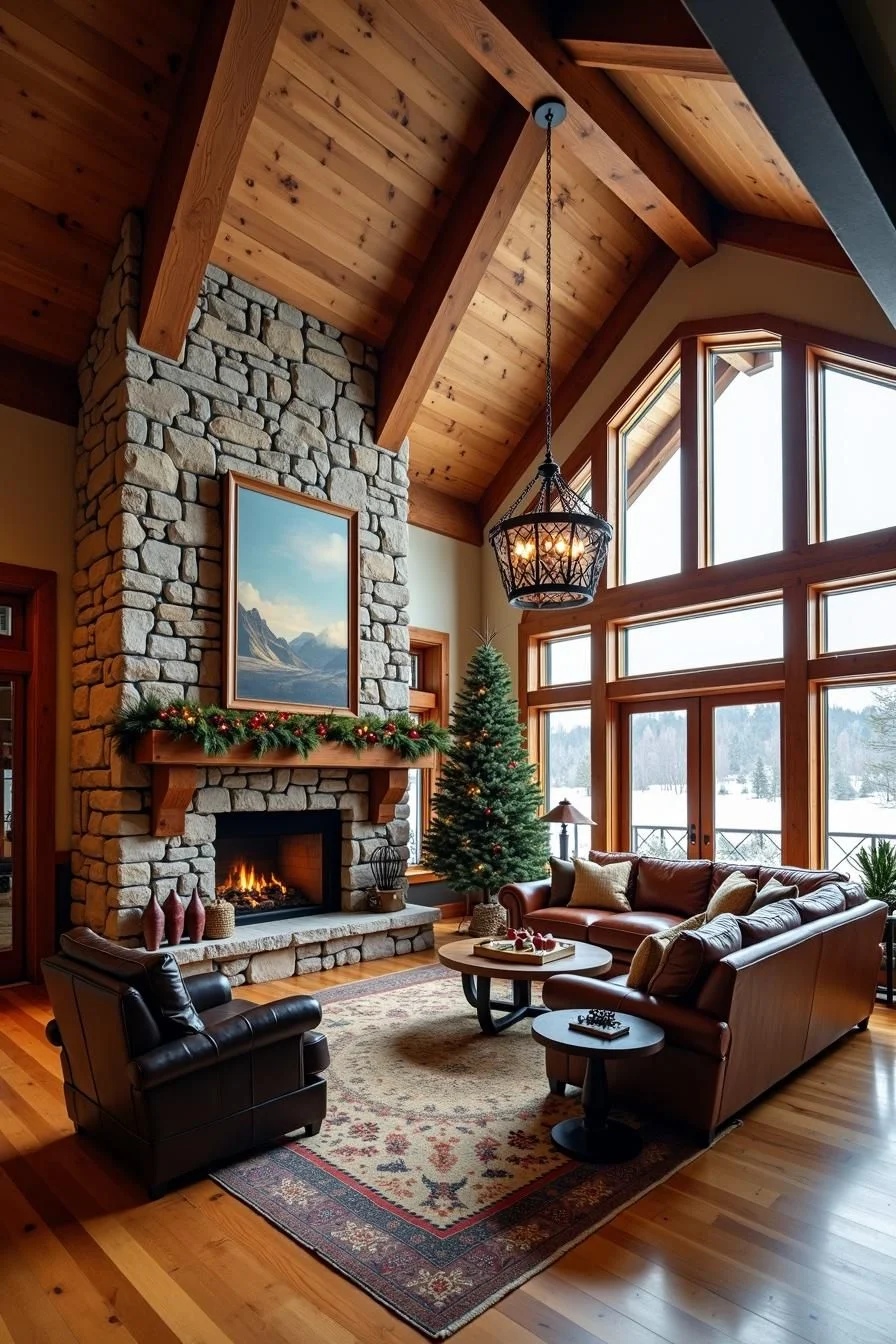 Toasty Timber Style in a Mountain Lounge
