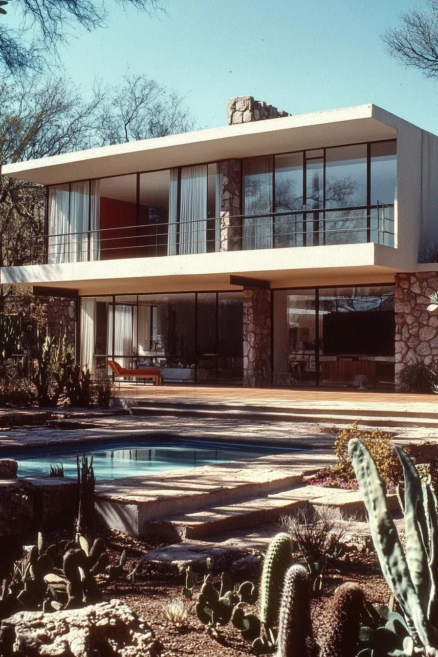 A Modernist Glass Home With Cactus Landscaping