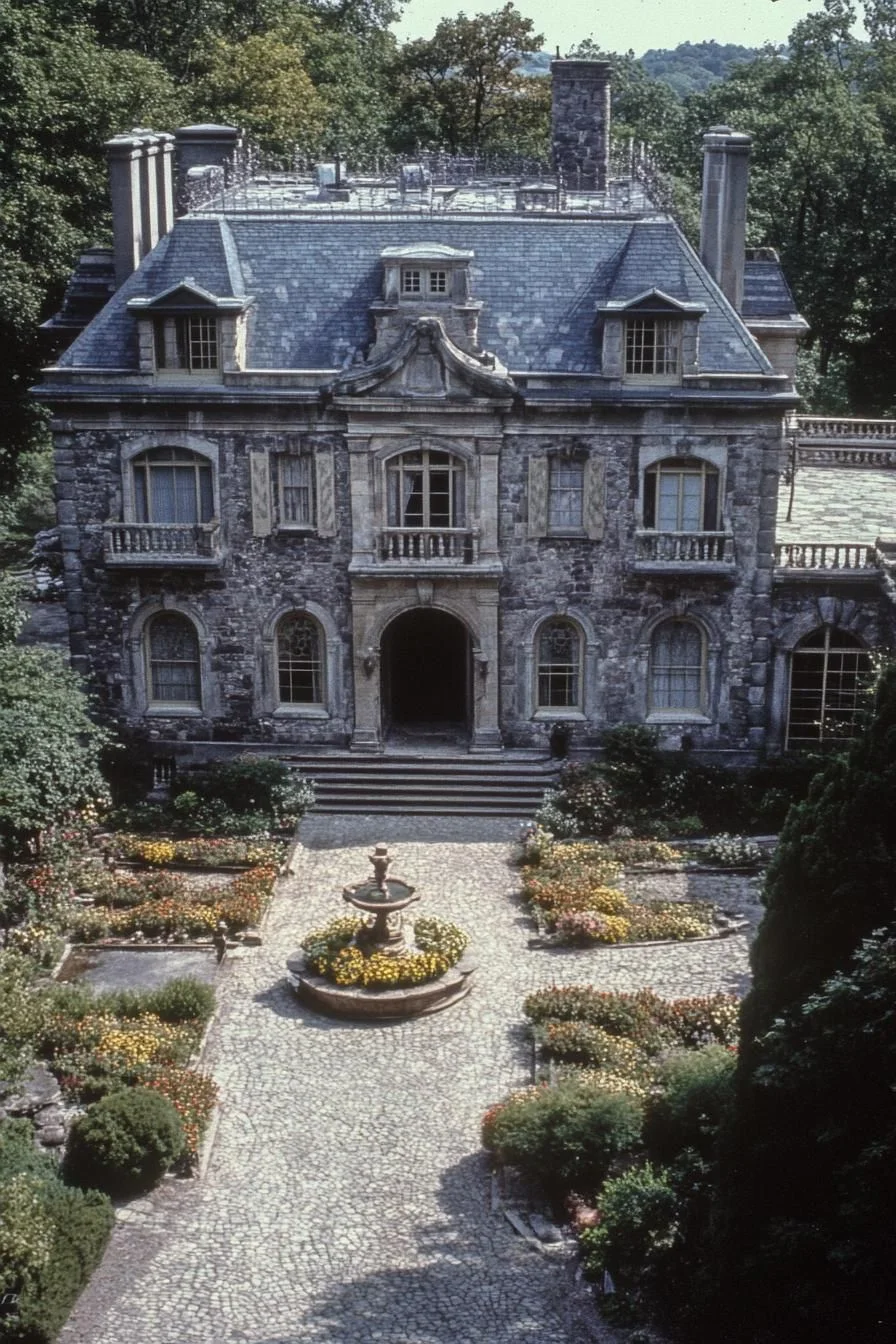 Elegant Stone Estate with a Floral Entrance