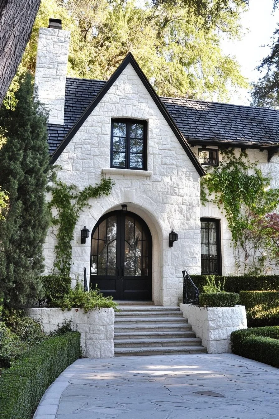Whimsical Stone Cottage Crowned in Ivy
