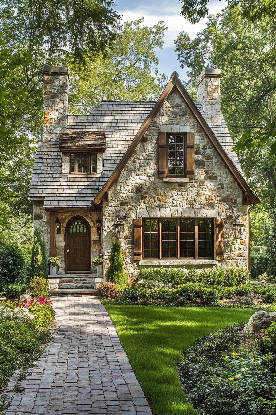 Stone Cottage with a Whimsical Rooftop