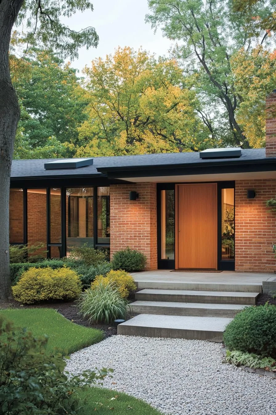 A Brick Ranch With a Colorful Front Door