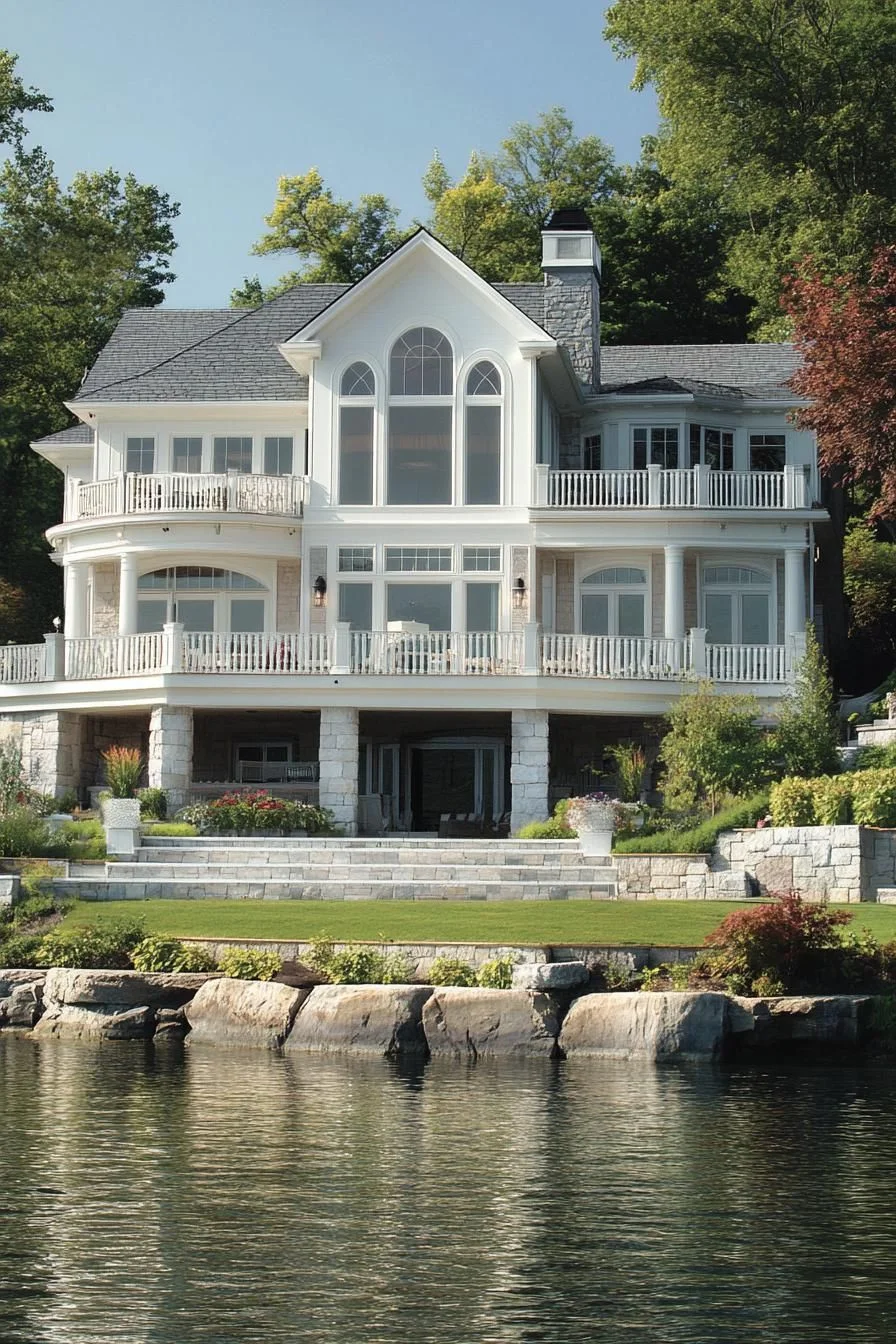 Pillared Lakeside Home With Panache
