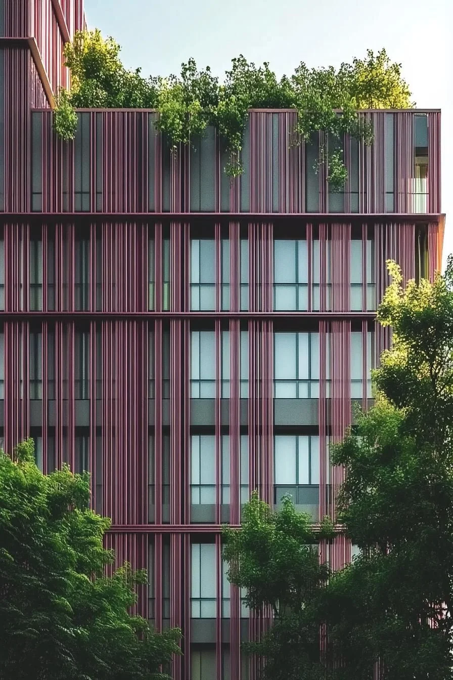 Vertical Stripes Meet Green Rooftops