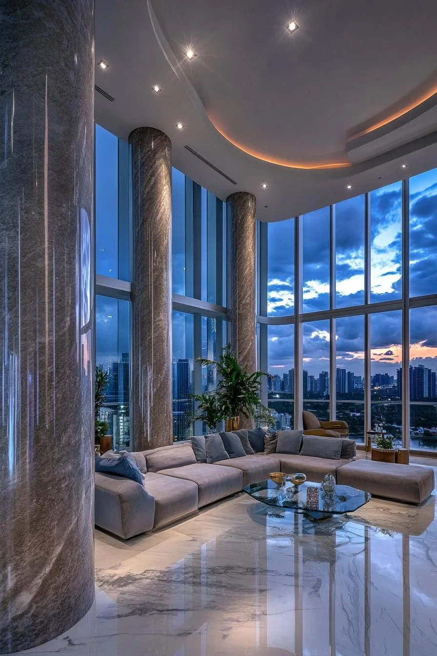 Opulent Living Room Design at Sky Level