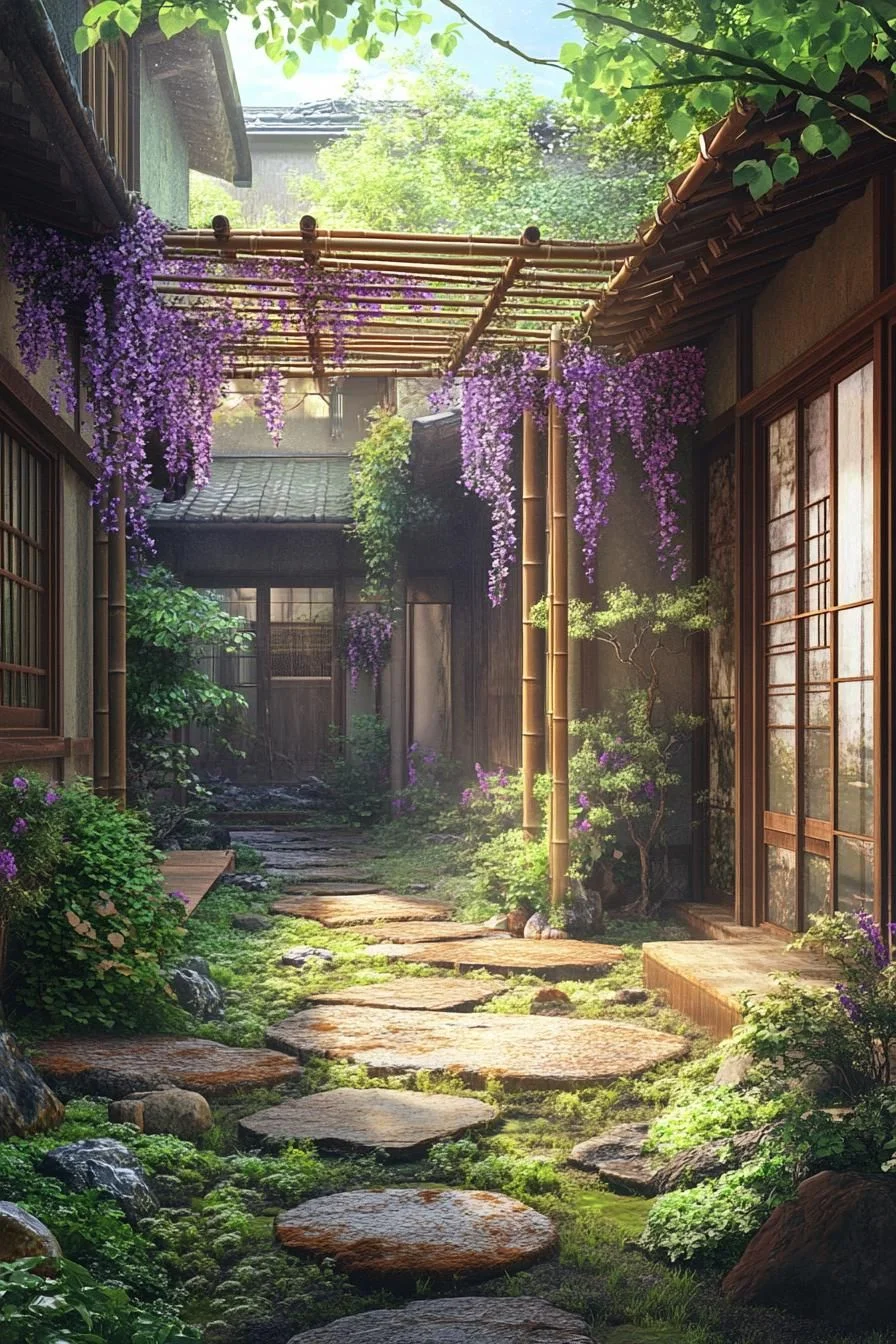 A Courtyard Wrapped in Wisteria
