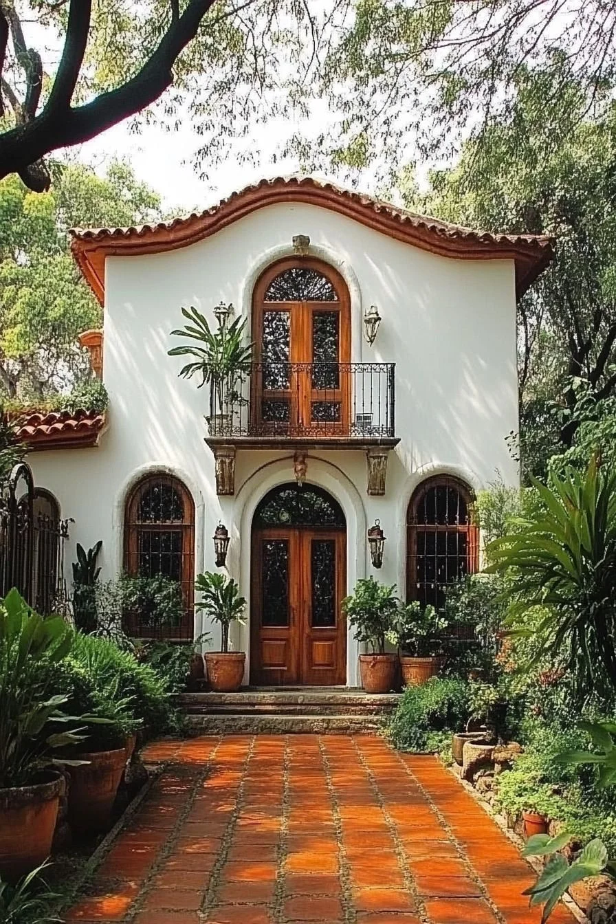 An Adobe-Style Home With Arched Details