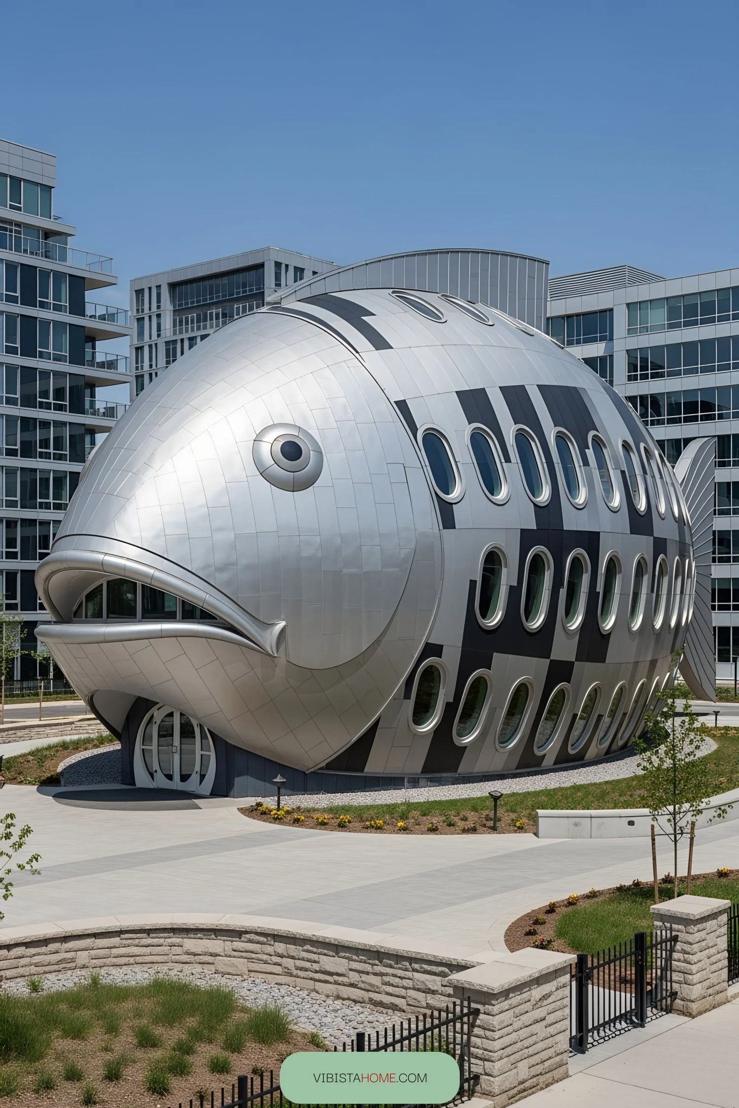 A Silver, Fish-Shaped Building Turns Heads