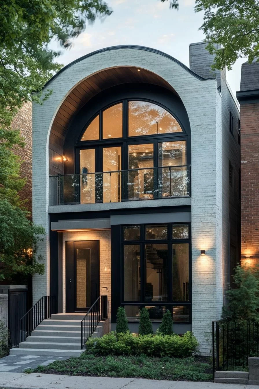 Two-Story Home with Arched Elegance