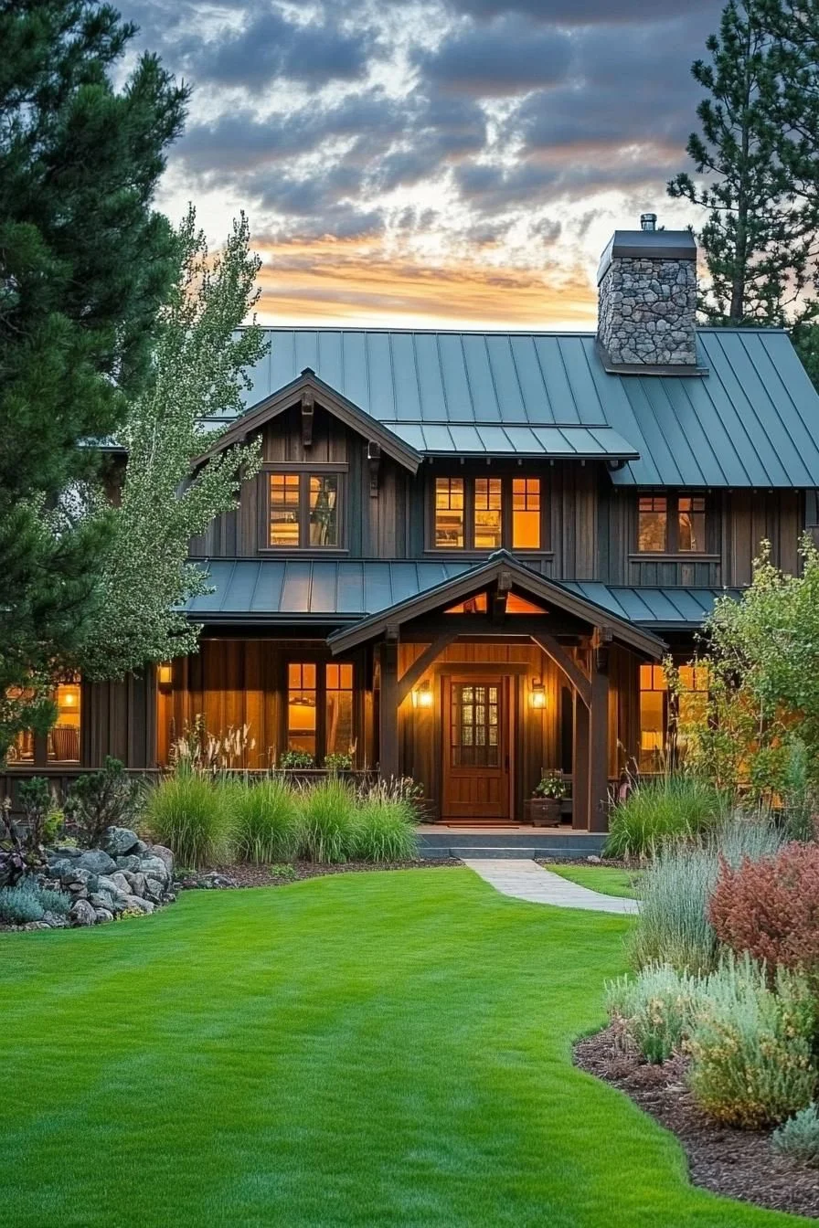 A Cedar-Sided Farmhouse at Sunset