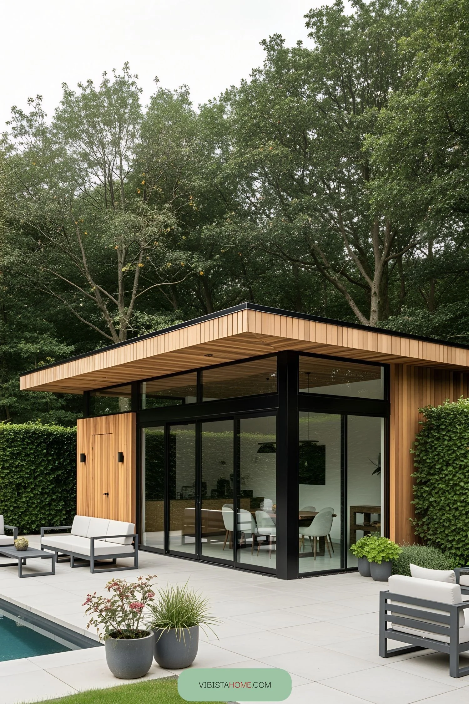 Poolside Style Rooted in Timber