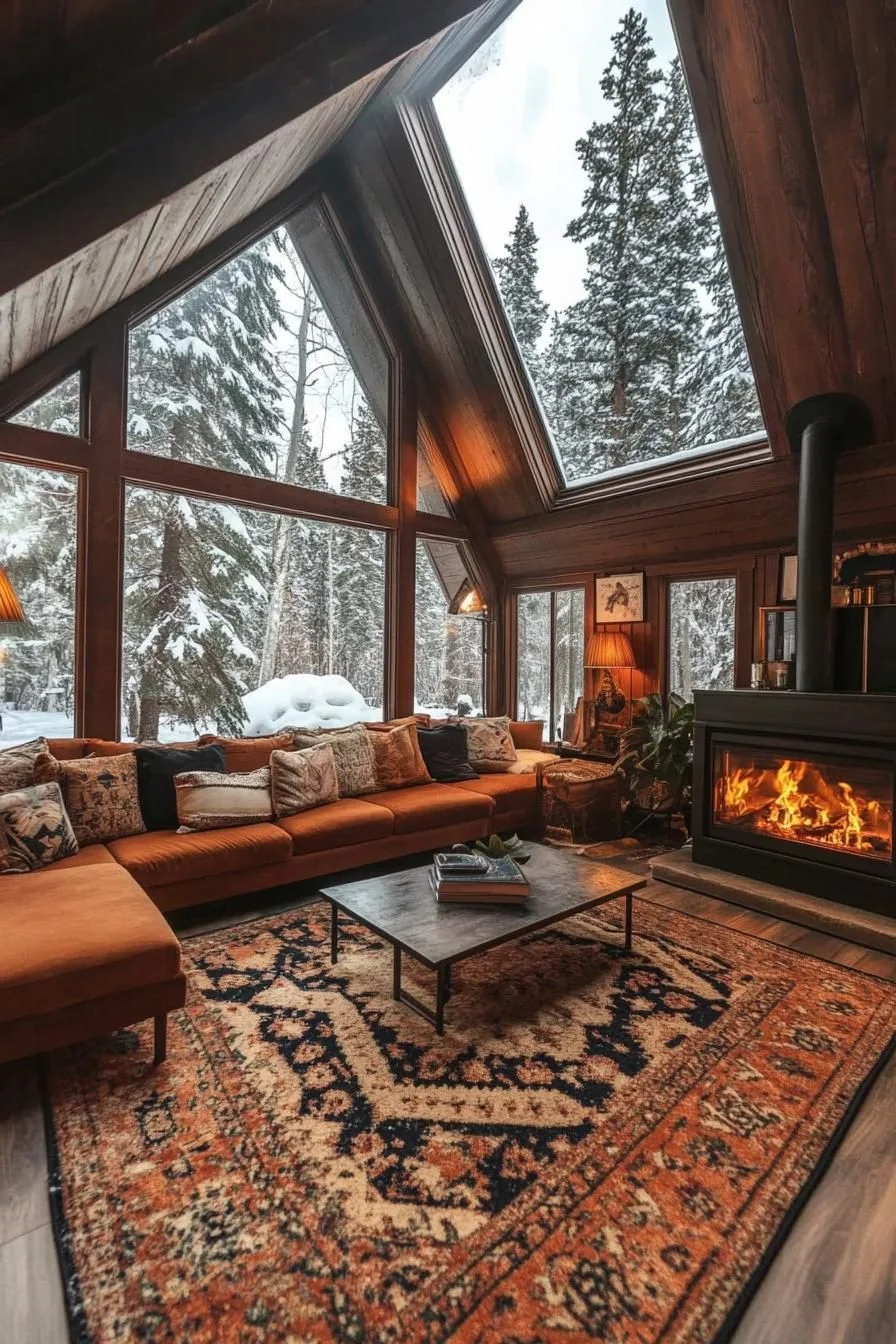 A Snowy A-Frame Living Room Escape