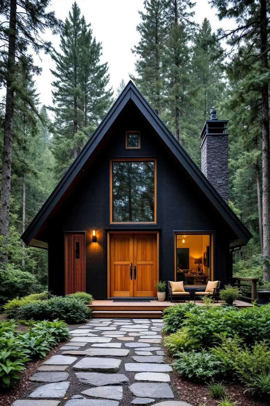 Peak-Roofed Stone A-Frame Cottage