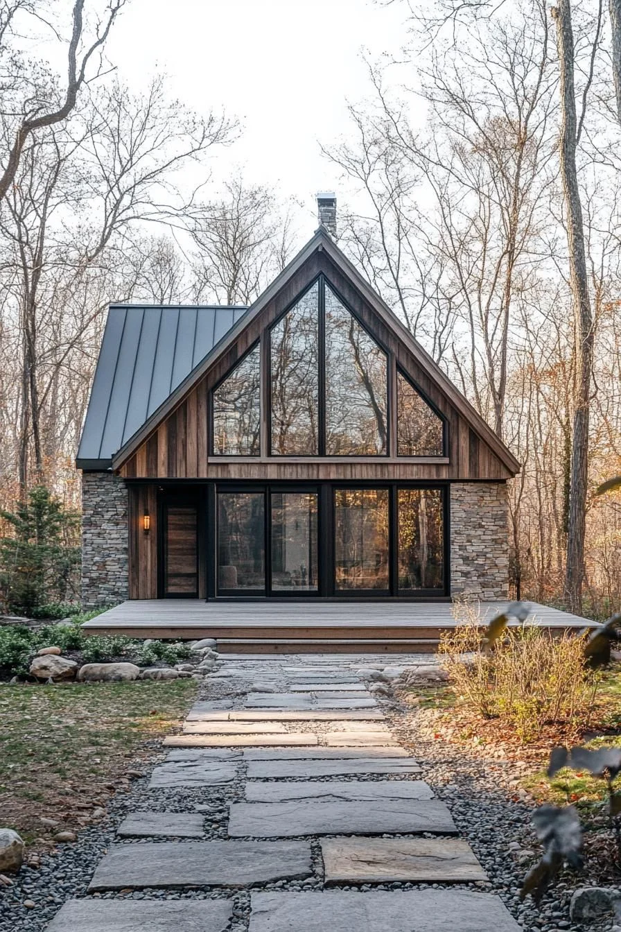 Gabled Cabin Design Among the Trees