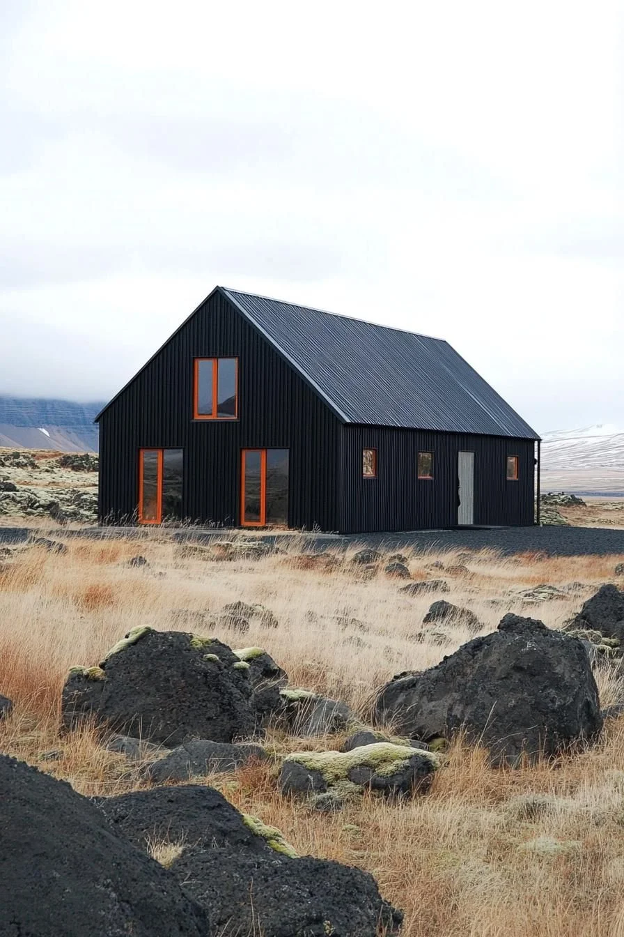 Black Metal Homes in Rocky Terrain