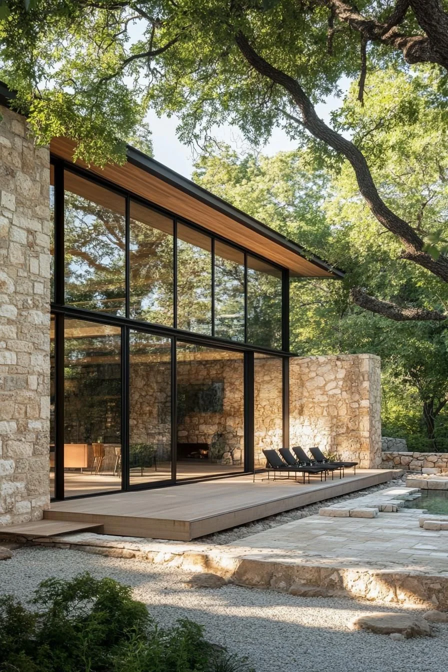 Stone Splendor Around a Glass Retreat