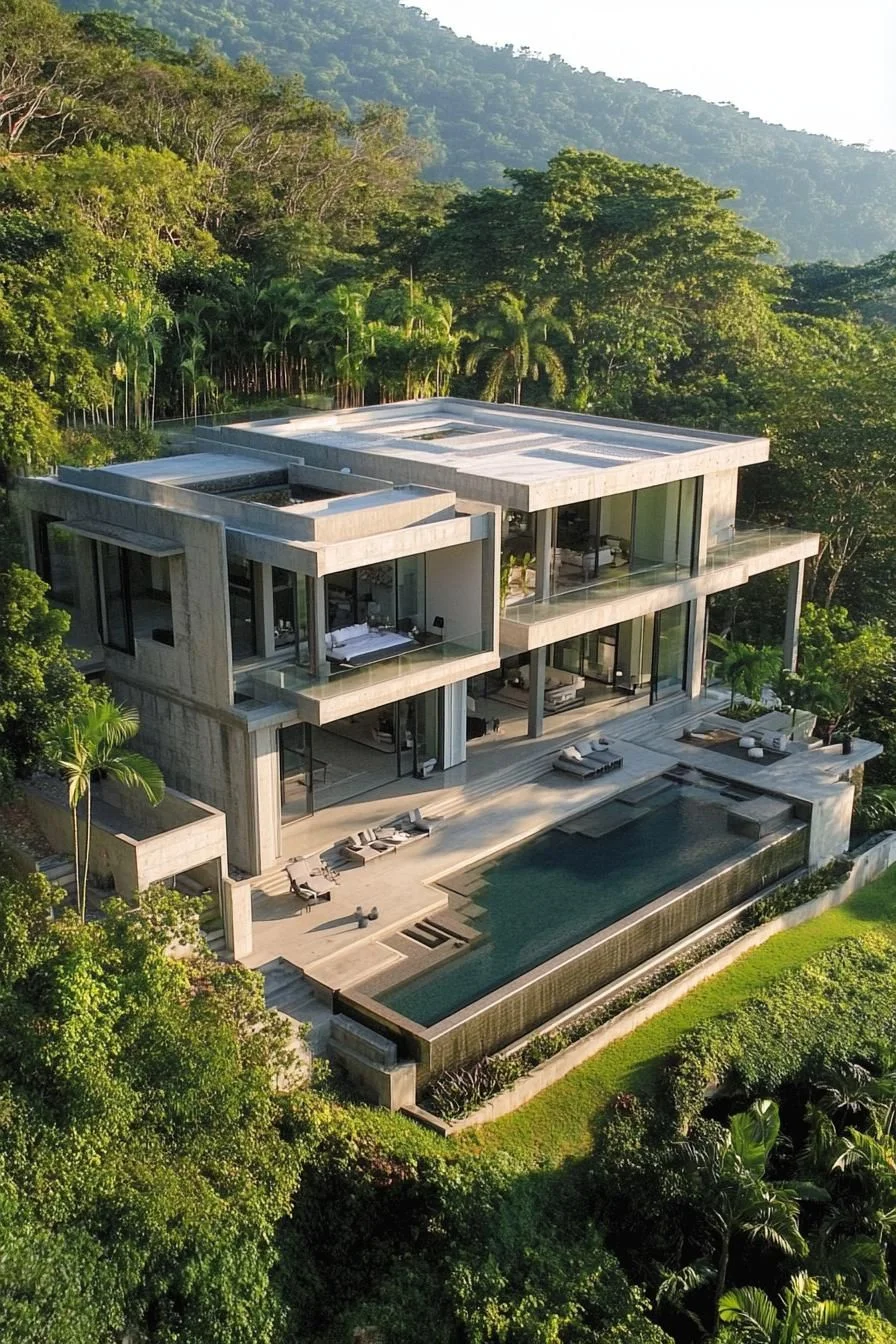 Concrete Home Tucked Into the Treetops