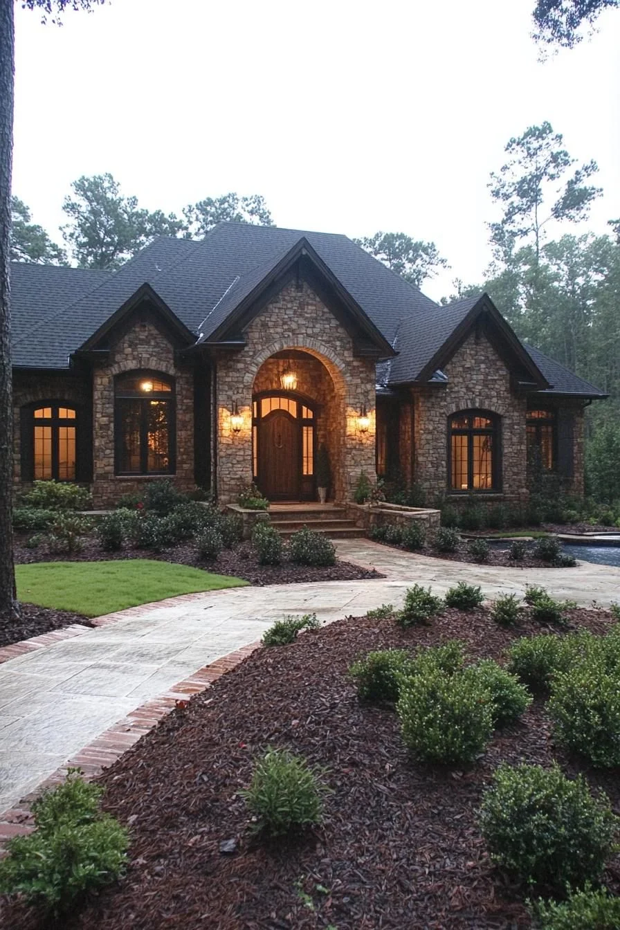 Grand Stone Manor Tucked Among Pines