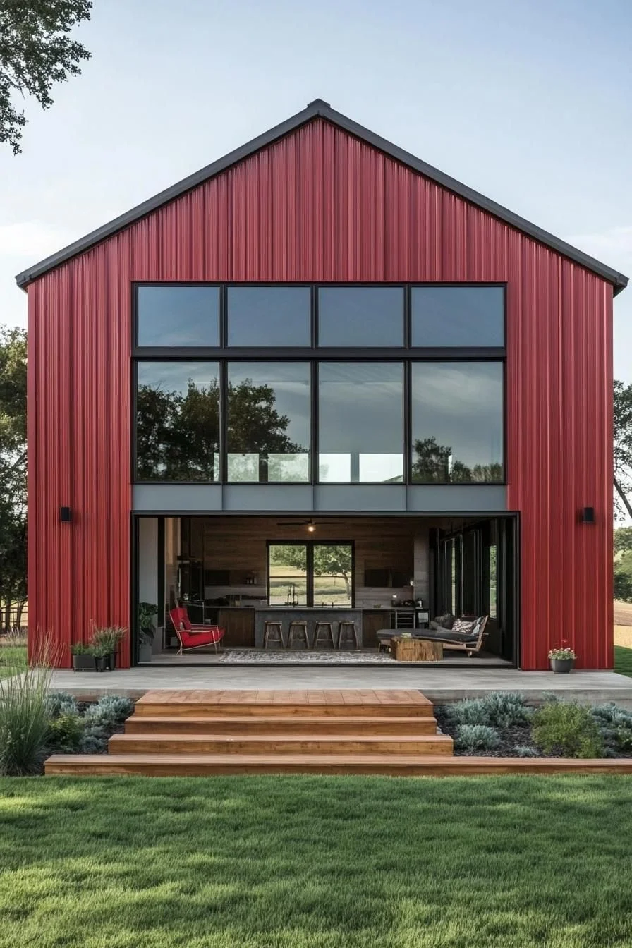A Red-Roofed Rustic Modern Retreat