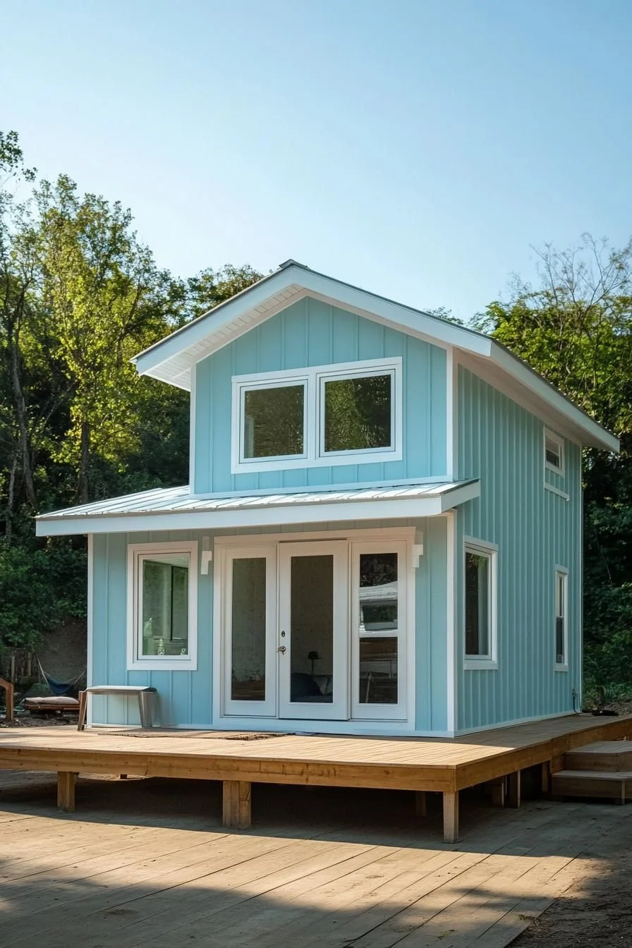56) A Sky-Blue Shanty with a Porch