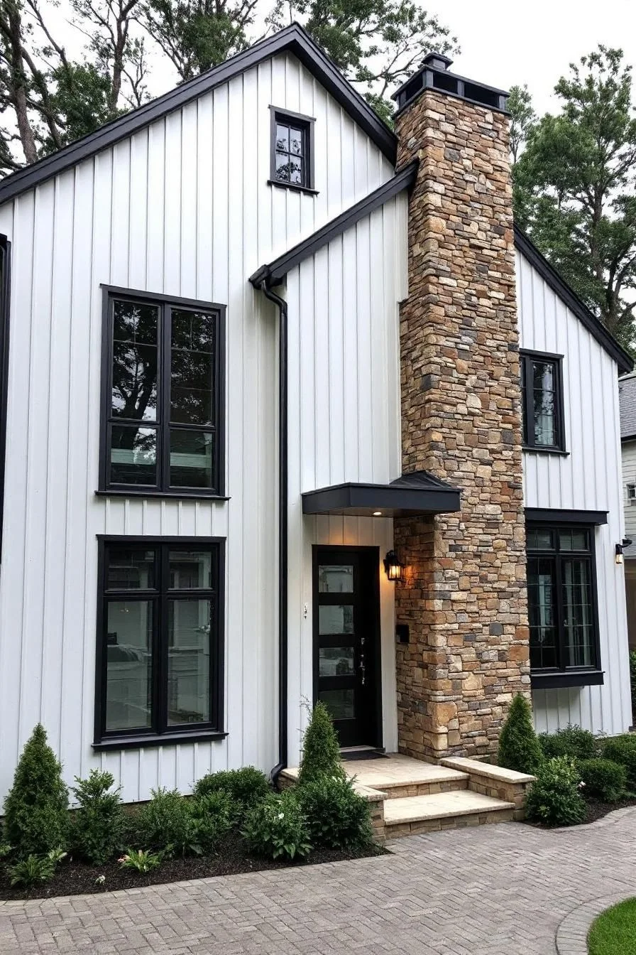 5) Playful White Homes With Dark Frames