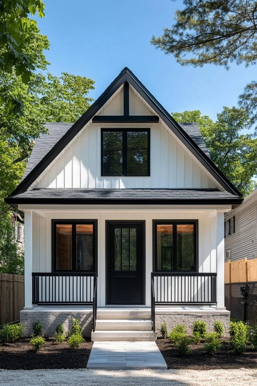 Black and White A-Frame Cabin