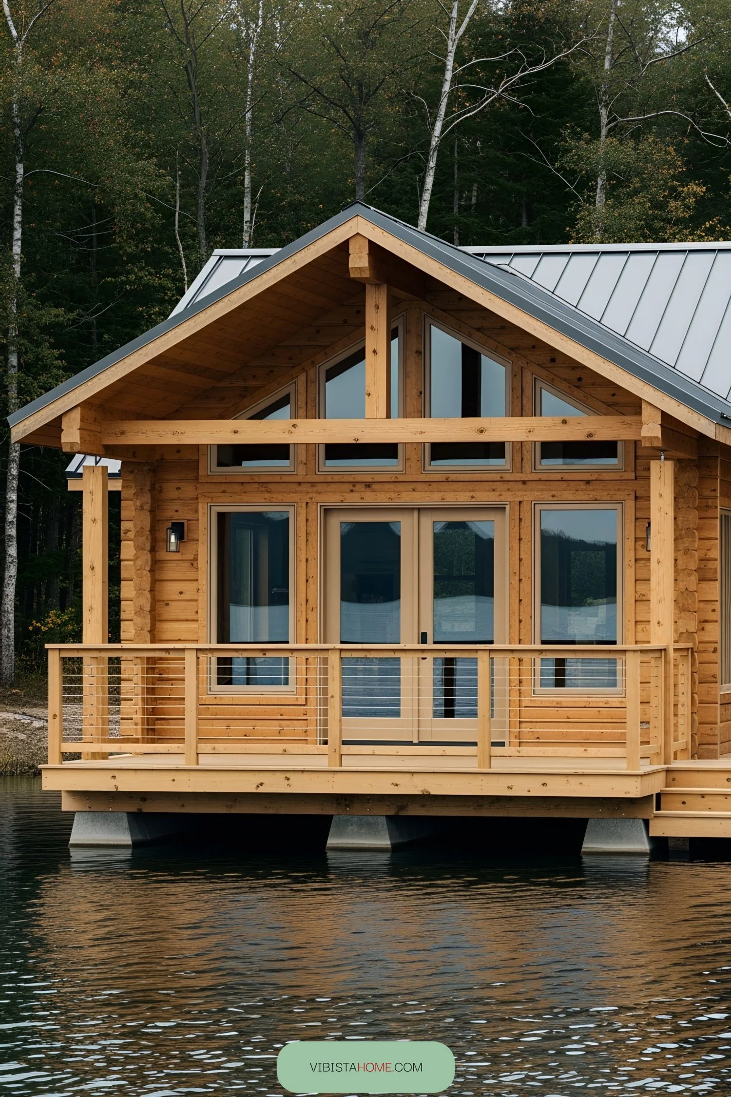 Rustic Raft House on a Quiet Pond