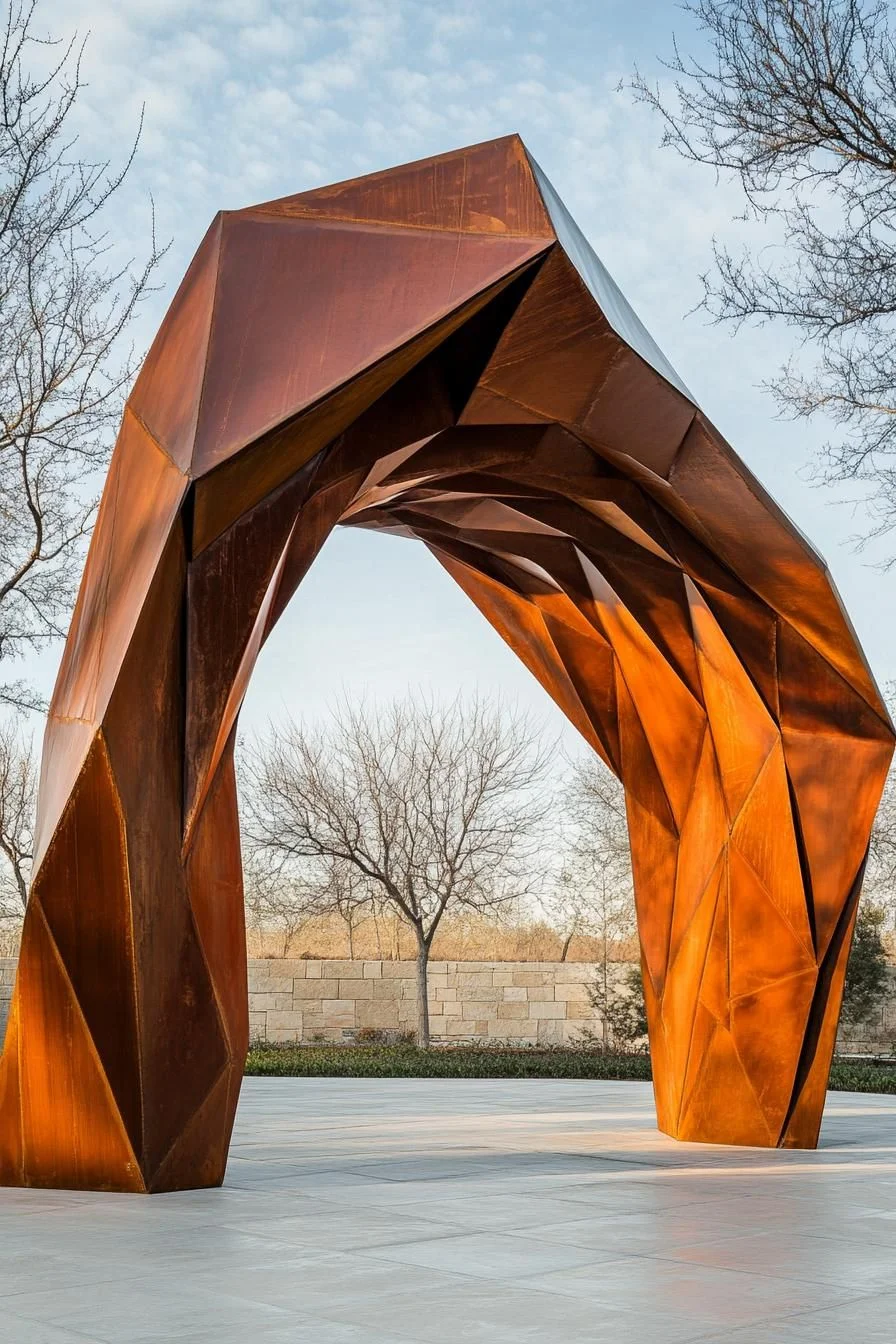 Angular Copper-Toned Pavilion Structure
